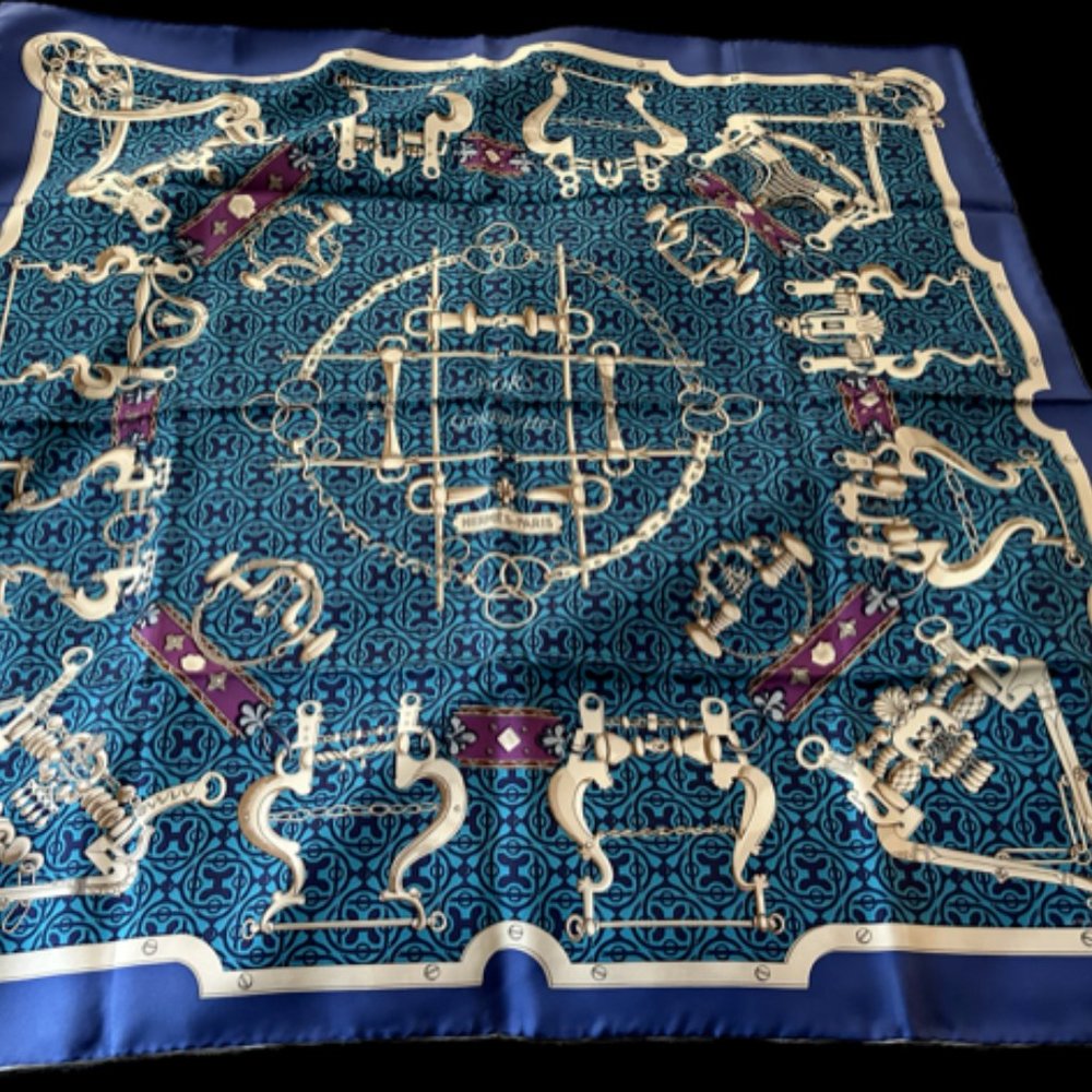 NEW Hermes Mors & Gourmettes Blue Scarf